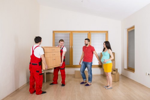 Office relocation equipment prepared for transport